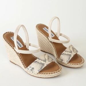 Steve Madden Mckenzie Bone Snake Print Espadrille Wedges Slingback Sandals 8.5